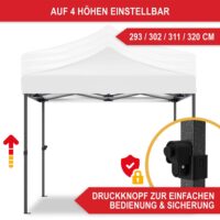 Weißer 3x3 m Popup-Faltpavillon mit stabiler Pergola-Konstruktion, ideal für Garten und Events.