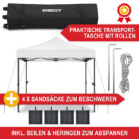 Weißer 3x3 m Popup-Faltpavillon mit stabiler Pergola-Konstruktion, ideal für Garten und Events.