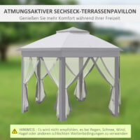 Grauer 4x4m Pop-Up Faltpavillon mit Doppeldach.