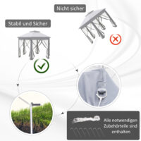 Grauer 4x4m Pop-Up Faltpavillon mit Doppeldach.