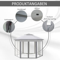 Grauer 4x4m Pop-Up Faltpavillon mit Doppeldach.