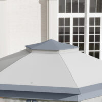 Grauer 4x4m Pop-Up Faltpavillon mit Doppeldach.