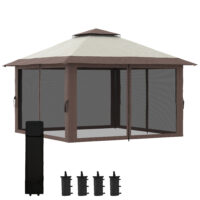 Faltpavillon höhenverstellbar mit Netzwänden 4x4m beige