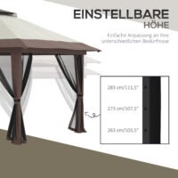 Faltpavillon höhenverstellbar mit Netzwänden 4x4m beige