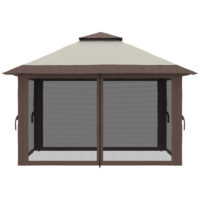 Faltpavillon höhenverstellbar mit Netzwänden 4x4m beige