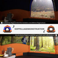 Familienzelt als Quick-Up-Zelt für 4–6 Personen, wasserdicht.