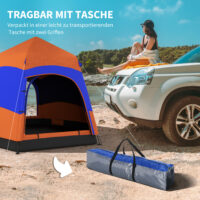 Familienzelt als Quick-Up-Zelt für 4–6 Personen, wasserdicht.