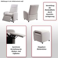Fernsehsessel Relaxsessel klappbar Kunstleder 99x70x75cm schwarz