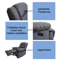 Fernsehsessel Relaxsessel Leder Kunstleder 101x87x100cm braun