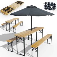 Robuste klappbare Bierzeltgarnitur für Feste und Garten.