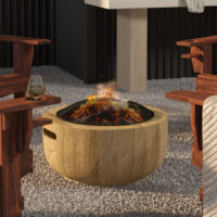 Feuerschale Baumstumpf-Design mit Funkenschutz und Zubehör für Garten