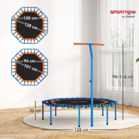 Fitness Trampolin leise stabil mit Haltegriff für drinnen