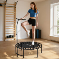 Fitness Trampolin mit verstellbarem Griff für Workout schwarz