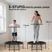 Fitness Trampolin mit verstellbarem Griff für Workout schwarz