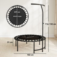 Fitness Trampolin mit verstellbarem Griff für Workout schwarz