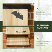Fledermaushaus Set wetterfest für Garten und Balkon aus Holz
