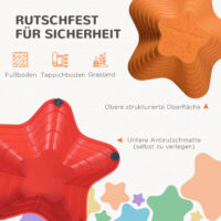 Buntes Kinderspielzeug in Form von rutschfesten Flusssteinen, bis 80kg belastbar. Es fördert das Gleichgewicht und kreatives Spiel im Kinderzimmer oder Garten.