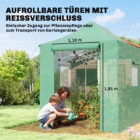 Foliengewächshaus gross faltbar mit Türen und Fenstern