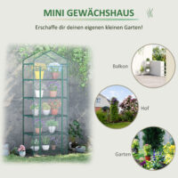 Foliengewächshaus mit 5 Regalen, transparent, ideal für Anzucht, Grün.