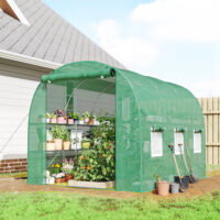 Foliengewächshaus mobil mit Regalen Tür und Fenstern 2x2m