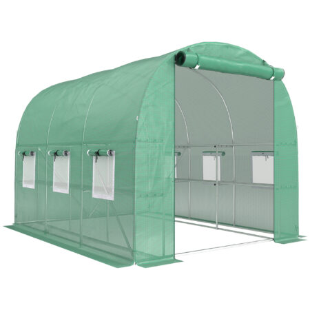 Foliengewächshaus mobil mit Regalen Tür und Fenstern 2x2m