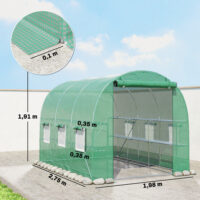 Foliengewächshaus mobil mit Regalen Tür und Fenstern 2x2m