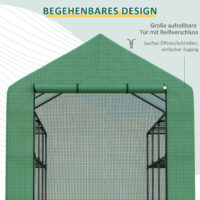 Foliengewächshaus begehbar mit Regalen und Tür für Tomaten