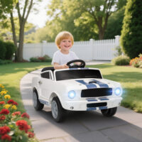 Elektroauto Ford Shelby für Kinder 12V mit Fernbedienung LED und Musik weiss