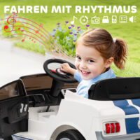 Elektroauto Ford Shelby für Kinder 12V mit Fernbedienung LED und Musik weiss