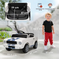 Elektroauto Ford Shelby für Kinder 12V mit Fernbedienung LED und Musik weiss