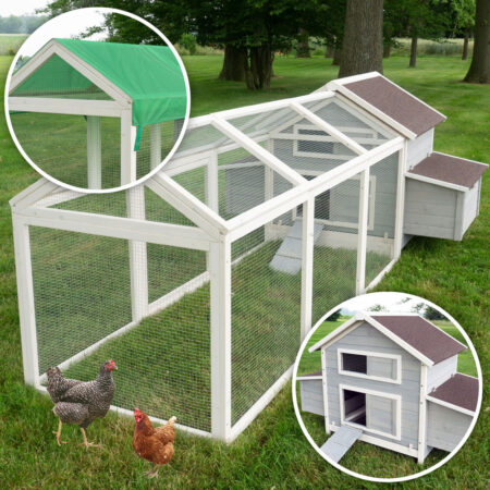 Großes Freigehege (184x110x90cm), sicherer Auslauf für Hühner und Kleintiere.