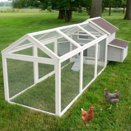 Großes Freigehege (184x110x90cm), sicherer Auslauf für Hühner und Kleintiere.