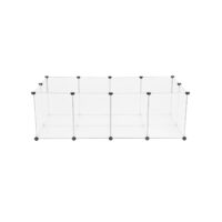 Freigehege aus Kunststoff mit Bodenplatten 143x73x46 cm, sicherer Auslauf für Kleintiere.