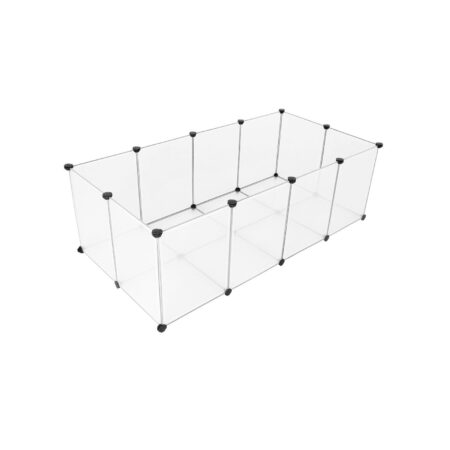 Freigehege aus Kunststoff mit Bodenplatten 143x73x46 cm, sicherer Auslauf für Kleintiere.