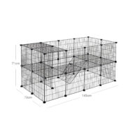 Freigehege Laufstall Metall 2 Ebenen Schwarz.