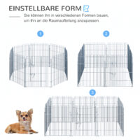 8-teiliges Freilaufgehege für Haustiere, 63x76cm.