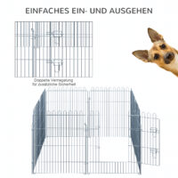 8-teiliges Freilaufgehege für Haustiere, 63x76cm.