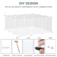 Weißes DIY Freilaufgehege für kleine Haustiere, 105x105cm.