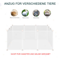 Weißes DIY Freilaufgehege für kleine Haustiere, 105x105cm.