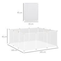Weißes DIY Freilaufgehege für kleine Haustiere, 105x105cm.