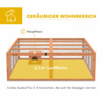 Freilaufgehege Kaninchenstall mit Unterschlupf für Kaninchen Holz