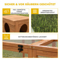 Freilaufgehege Kaninchenstall mit Unterschlupf für Kaninchen Holz