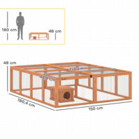 Freilaufgehege Kaninchenstall mit Unterschlupf für Kaninchen Holz