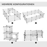 Schwarzes Freilaufgehege aus Metallgitter.