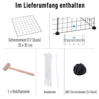 Schwarzes Freilaufgehege aus Metallgitter.