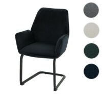 Freischwinger Esszimmerstuhl Küchenstuhl Stoff Öko-Tex anthrazit-blau