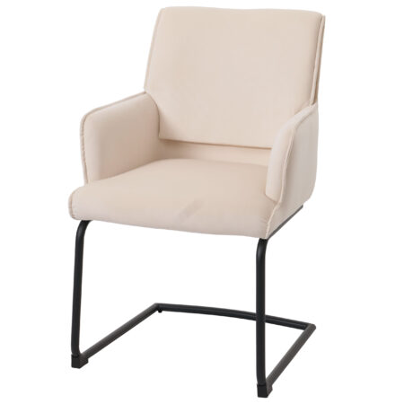 Freischwinger Esszimmerstuhl Küchenstuhl Stoff Öko-Tex creme-beige