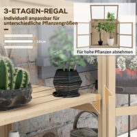 Frühbeet 2-stufig, 103x61x103 cm, wetterfest aus Holz, Farbe Natur.