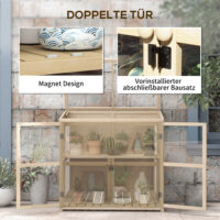 Frühbeet 2-stufig, 103x61x103 cm, wetterfest aus Holz, Farbe Natur.