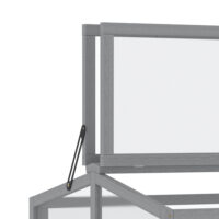 Kompaktes hellgraues Frühbeet aus Holz und Polycarbonat, ideal für kleine Gärten und die Anzucht von Setzlingen.